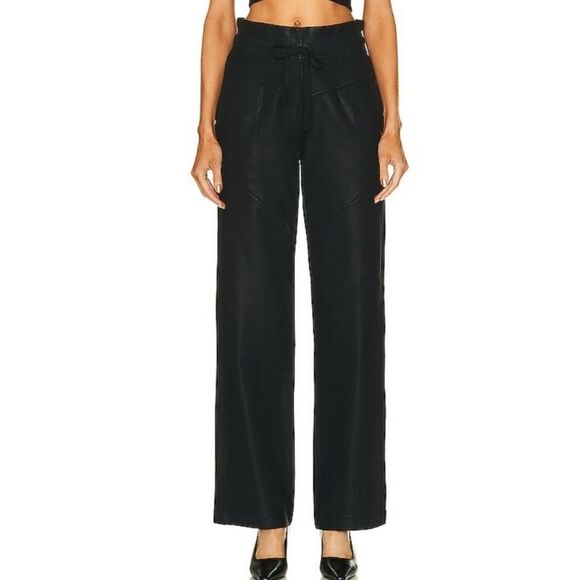 Noam Hanoch Starr Pant Black Wax Size Small Shiny Pull On - Picture 1 of 11